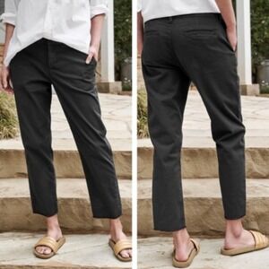 Frank & Eileen Wicklow Italian Cotton Chino Pants Black‎ Raw Hem Women 6 LUXURY